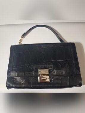 Kate Spade Croc-Embossed Shoulder Bag | Gold Twist Lock | Chain Strap | NWOT